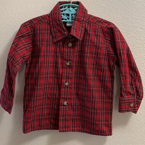 Great Guy Red Plaid Striped Christmas Holiday Button Down Shirt Boy’s Size 2T